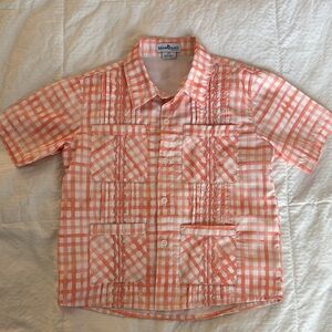 Orange Checkered Short Sleeve Shirt